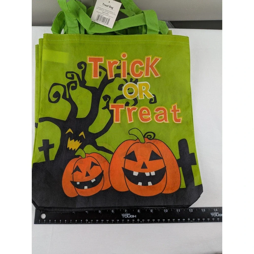 Halloween 7 Trick or Treat Reusable Bags Lot Pumpkin Skull Spider Totes NEW